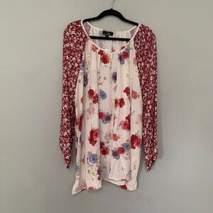 NEW Suzanne Betro mixed‎ print long sleeve lightweight floral shirt top blouse